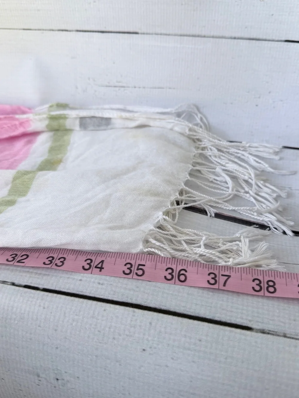 Charming Charlie White and Light Green Scarf